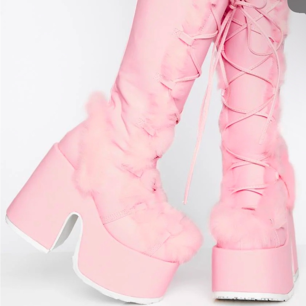 Pastel Pink Vegan Leather Boots